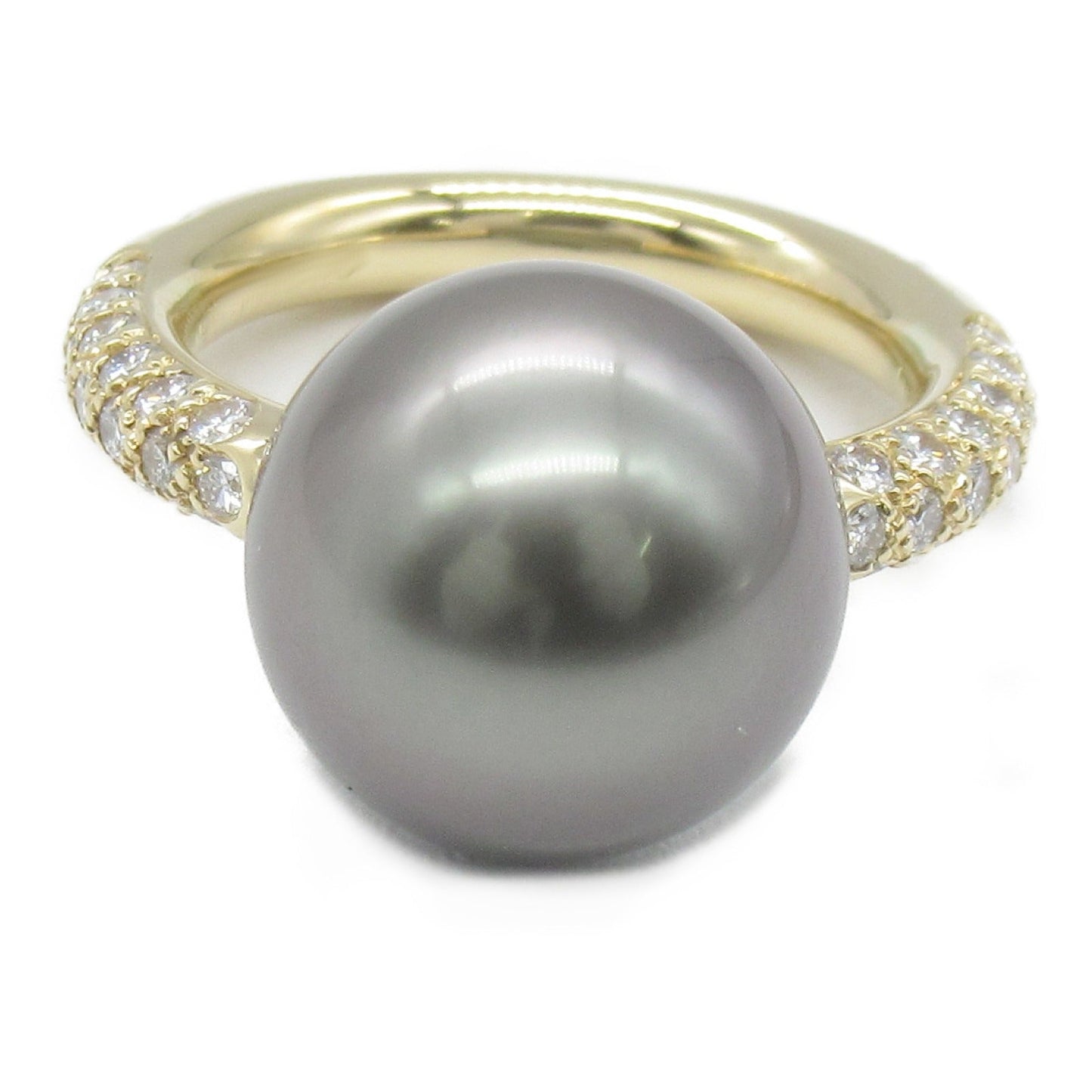 Chanel Black Pearl Ring Ring Jewelry K18 (Yellow G) Diamond Black Pearl  Black/Clear Rings 【Central】