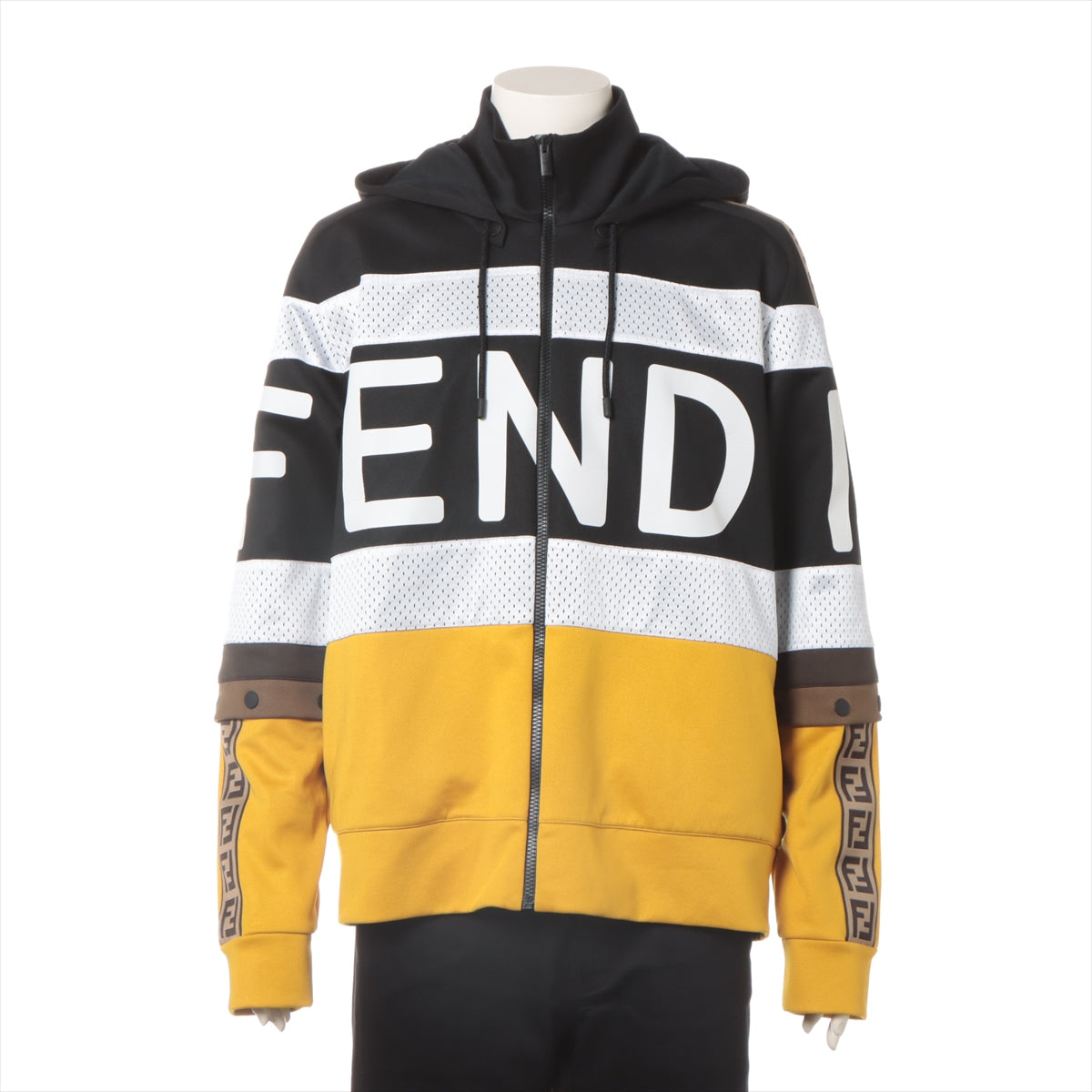 Fendi Zucca 20 Years Cotton x Polyester Parker L  Black FAF583 Zip-up