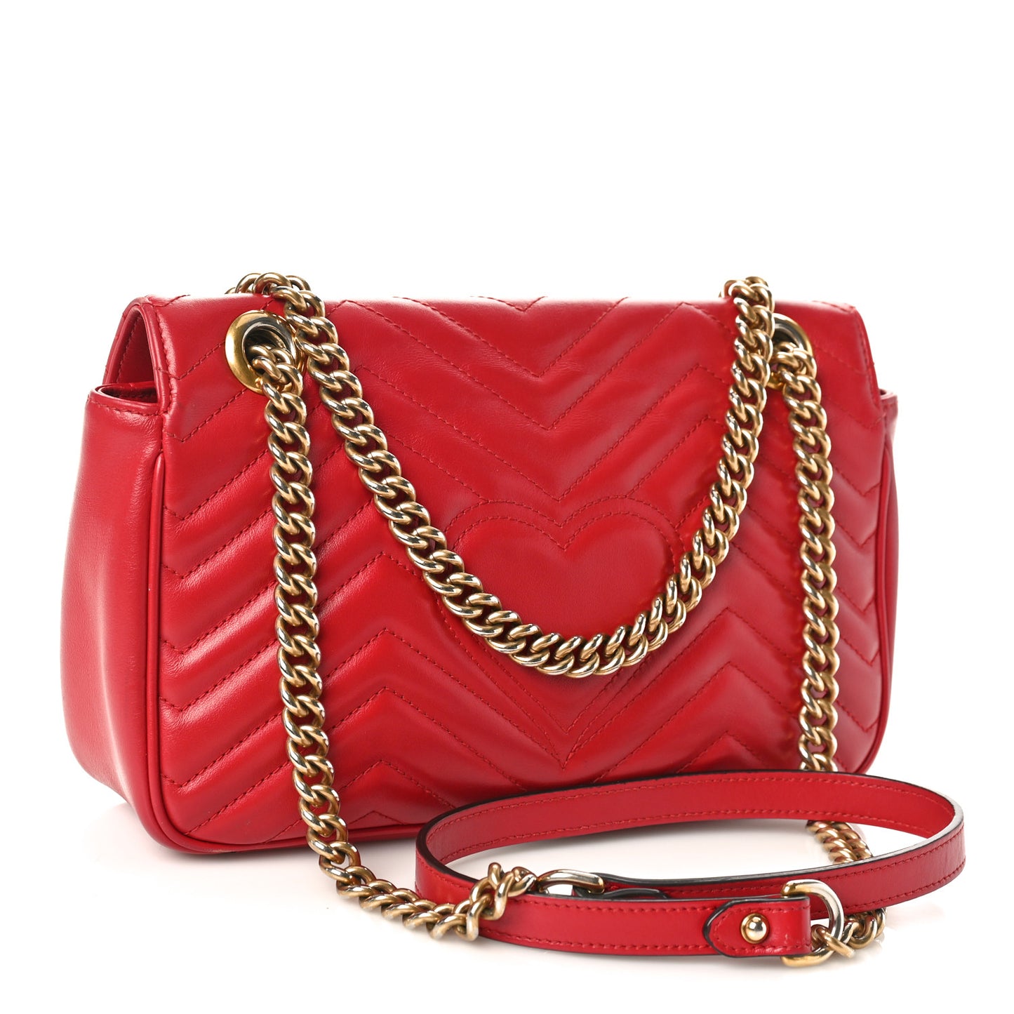 Gucci  Calfskin Matelasse Small GG Marmont Shoulder Bag Hibiscus Red