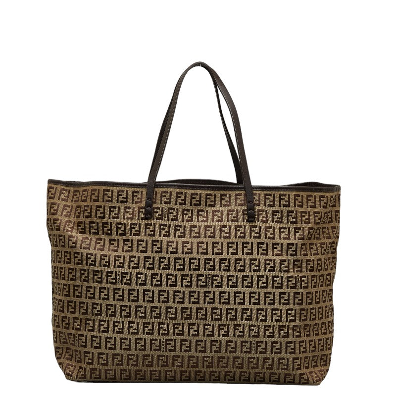 Fendi Zucchino Tote Bag 8BH076 Brown Canvas Leather