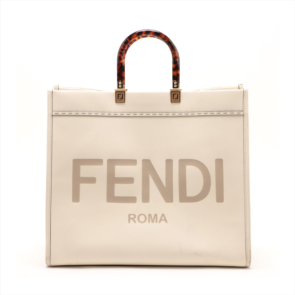 Fendi Sunshine Leather Handbag Ivory 8BH372