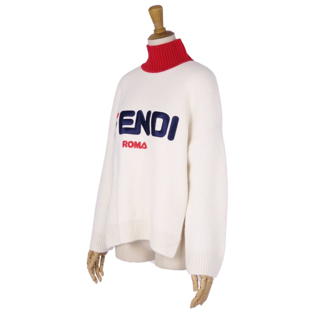 Fendi Fendi s  Logo Mohear Alpacca Tops  Made in Italy 38 (M equivalent) Ivory/Red Sex