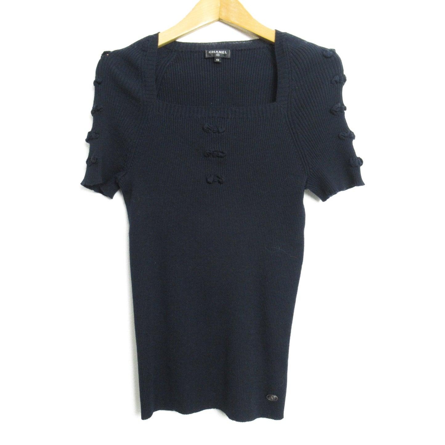 Chanel Half-Hand   Tops Wool  Navy P57026K07446