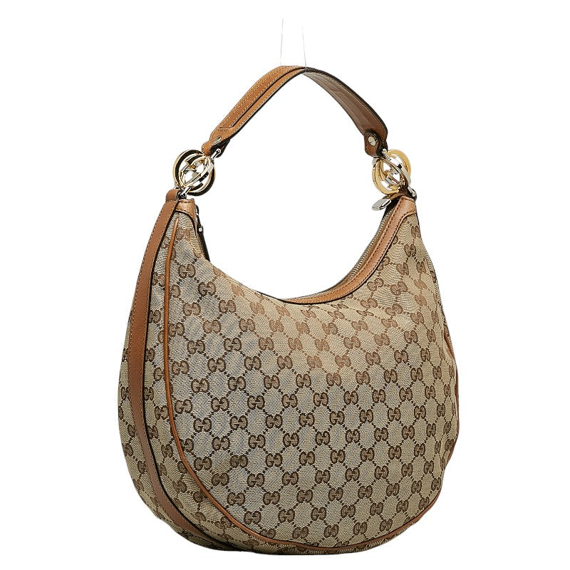 Gucci GG Canvas One Shoulder Bag 232962 Beige Brown Canvas Leather Women's