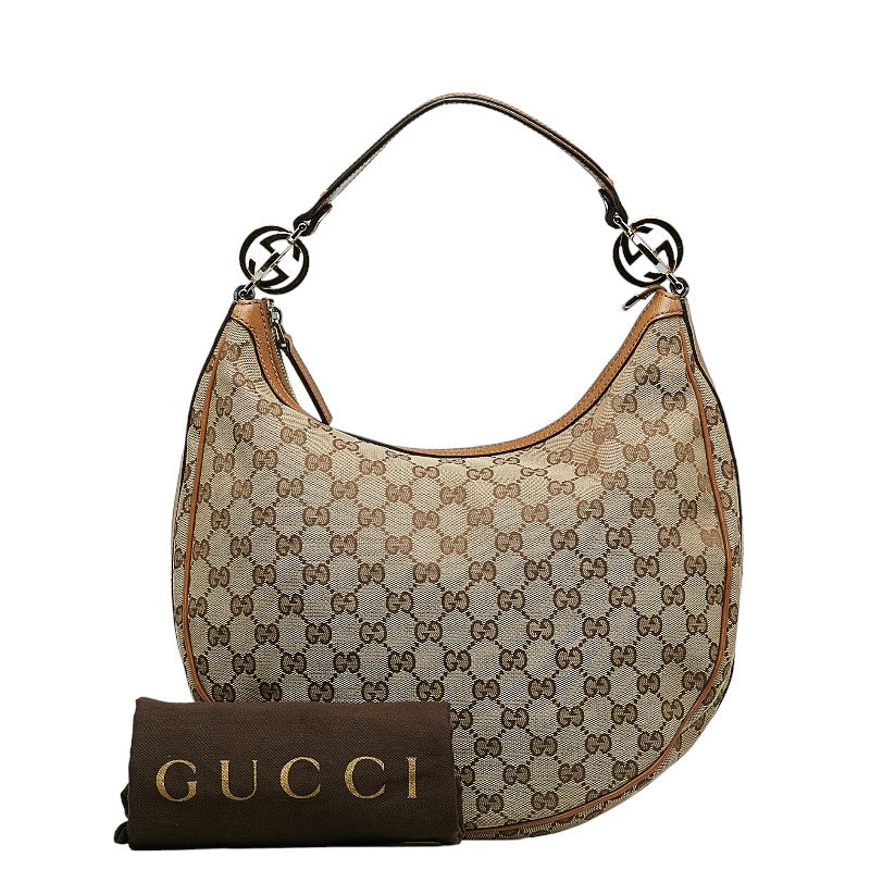 Gucci GG Canvas One Shoulder Bag 232962 Beige Brown Canvas Leather Women's