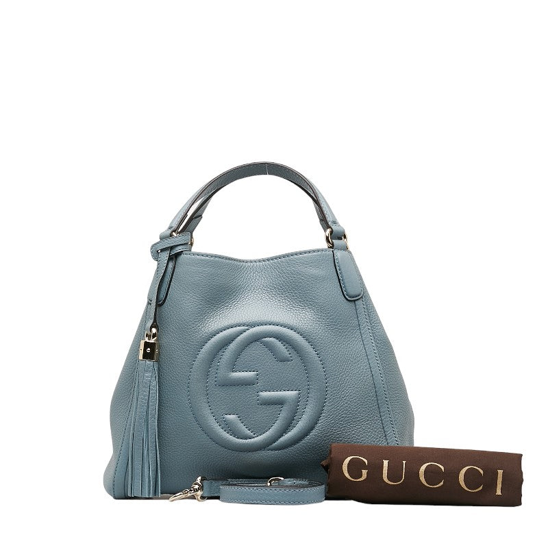 Gucci Soho Handbag Shoulder Bag 2WAY 336751 Blue Leather Women's