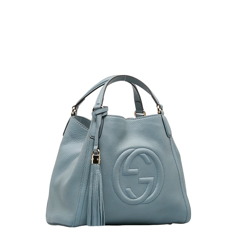 Gucci Soho Handbag Shoulder Bag 2WAY 336751 Blue Leather Women's