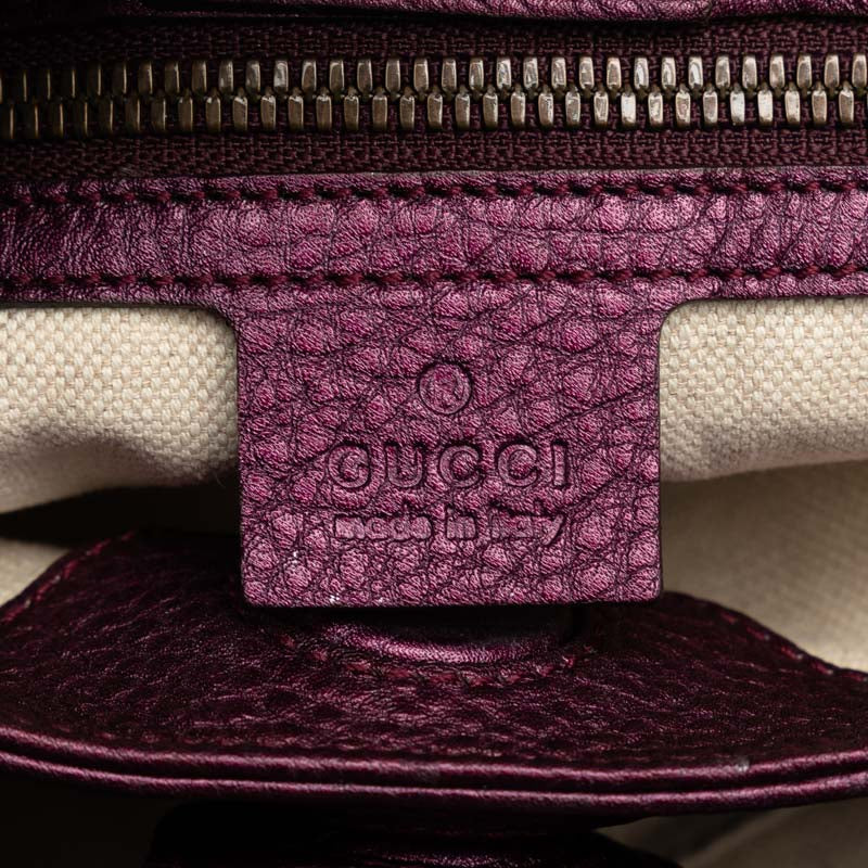 Gucci Bamboo Handbag Shoulder Bag 2WAY Purple Leather Women's