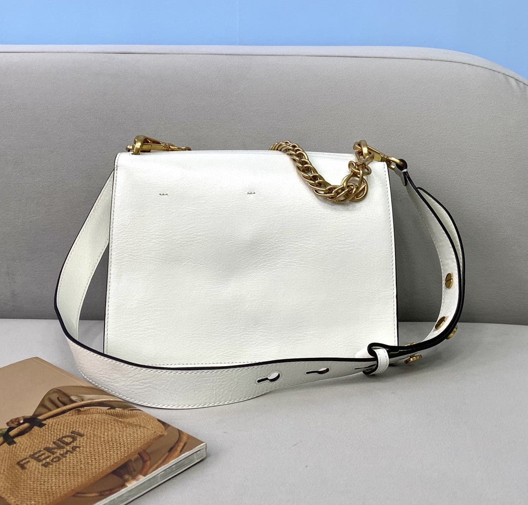 Fendi Kan U Small White Bag For Woman 25cm/9.5in