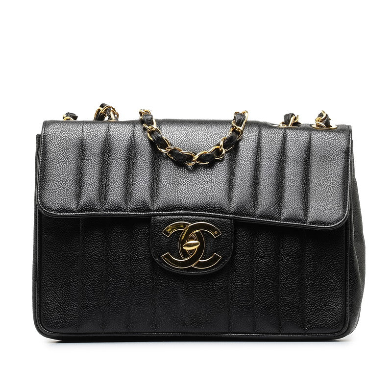 Chanel Coco Mademoiselle Double Chain Shoulder Bag Black Caviar S  Chanel