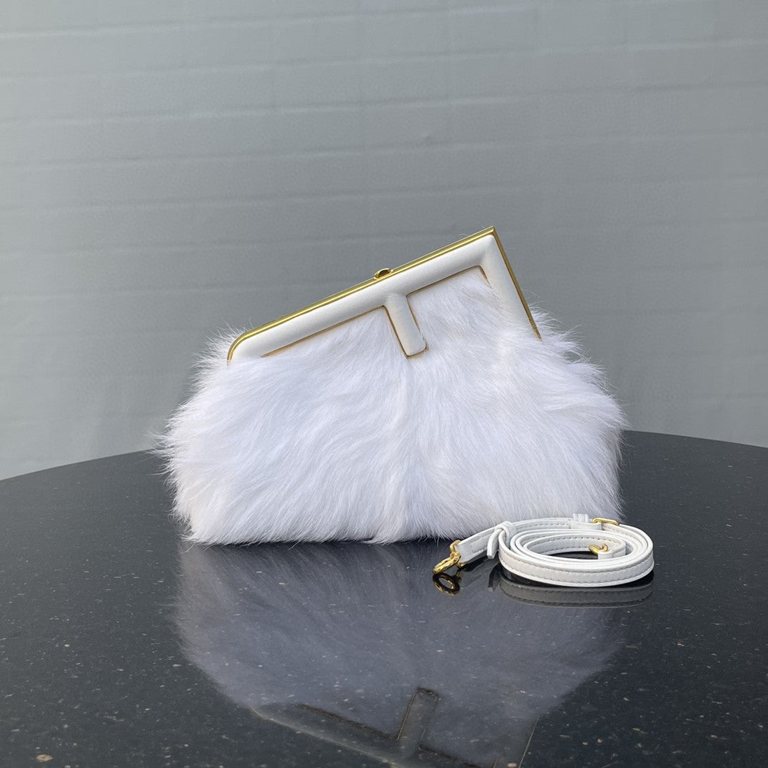 Fendi Fendirst Small White Fox Fur Bag For Woman 26cm/10in