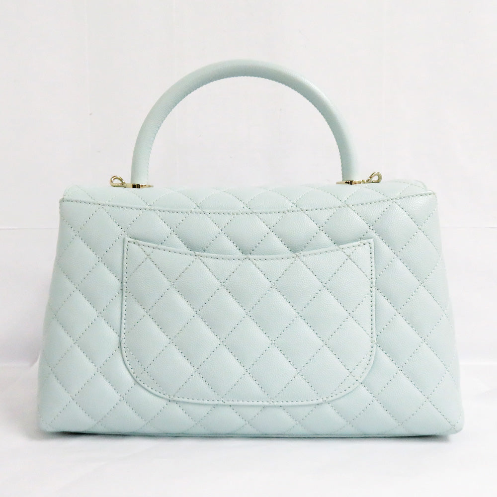 CHANEL CHANEL Coco Handle 29 Top Handle Flap Bag  A92991 Caviar S Light Blue G   Water Color Handbag Shoulder Bag   Wade