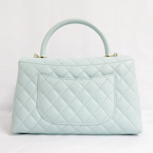 CHANEL CHANEL Coco Handle 29 Top Handle Flap Bag  A92991 Caviar S Light Blue G   Water Color Handbag Shoulder Bag   Wade