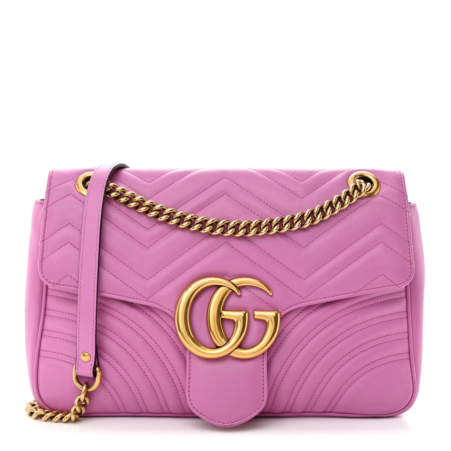 Gucci  Calfskin Matelasse Medium GG Marmont Shoulder Bag Candy Mousse