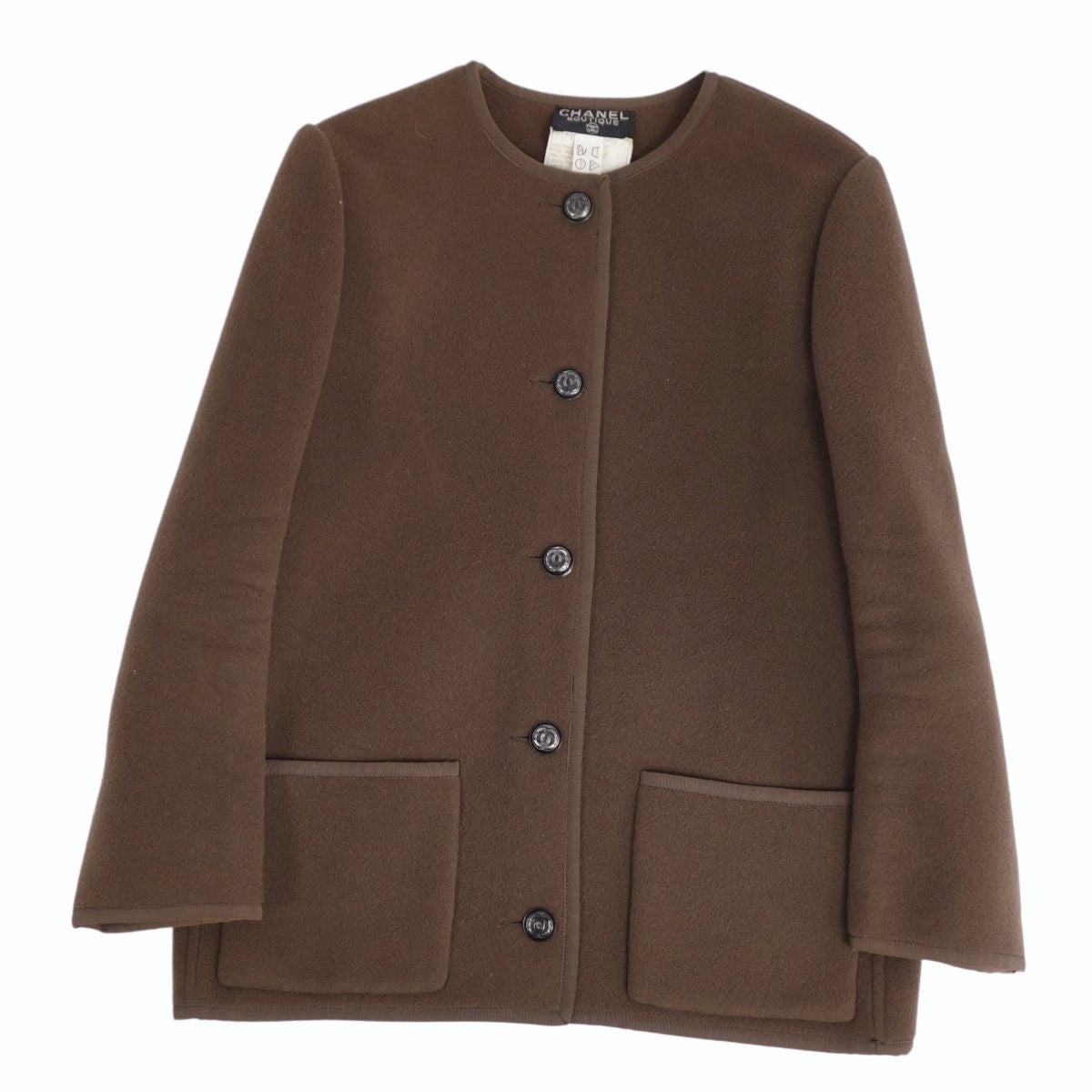 Vint Chanel Chanel Jacket Coat -Color Coco Button Wool No-Land Out  36 (S equivalent) Brown Sexual