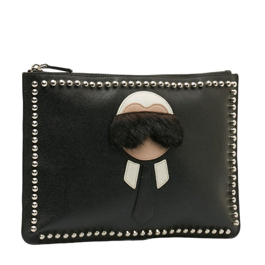 Fendi Karl Lagerfeld Cracks Bag 7N0078 Black Leather  Fendi