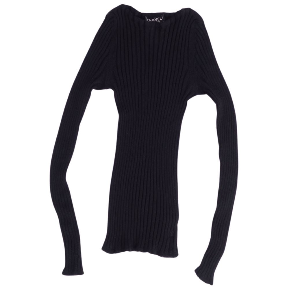 Vint Chanel s 97P sweaters Long Sleeve Cashmere Silk Tops  Made in Italy 40 (M Equivalent) Black  Nitted