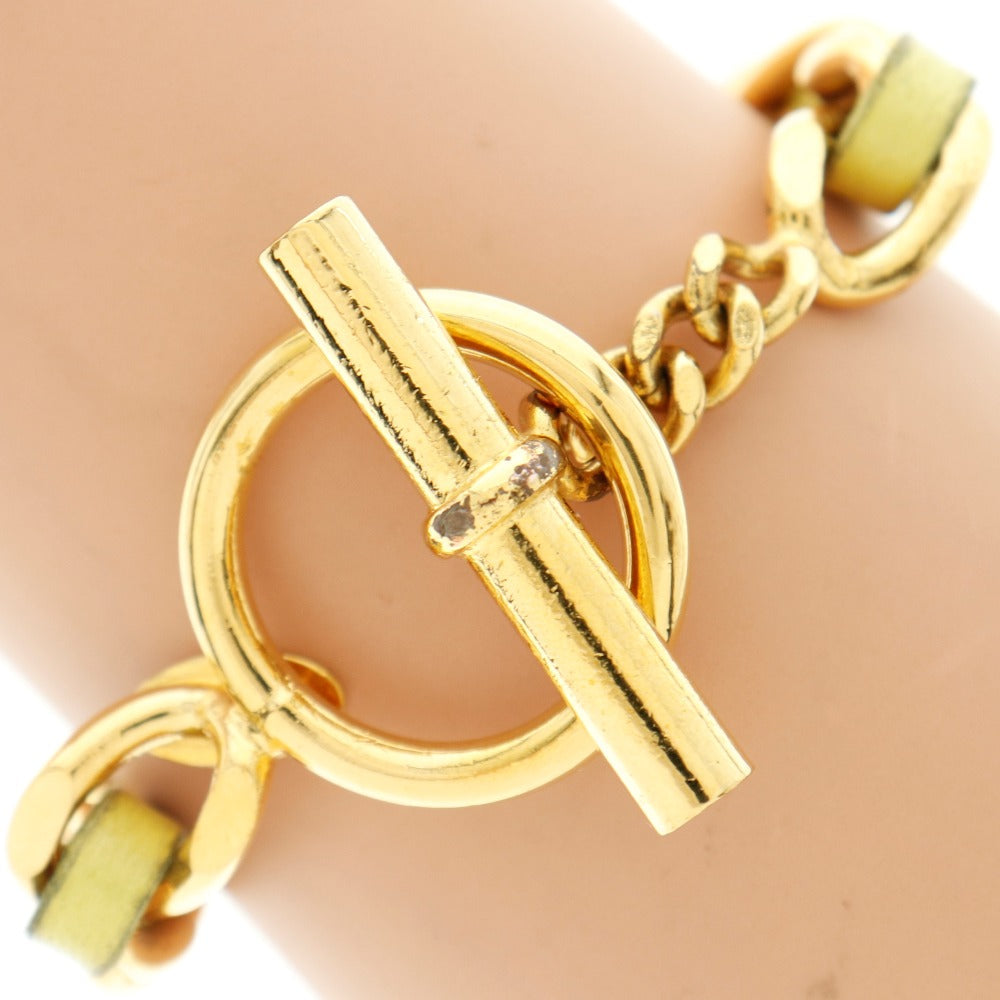 【Suale  OFF】Chanel CHANEL Bracelet G   Leather Gold/Yellow 26  46.4g  【Supersale】