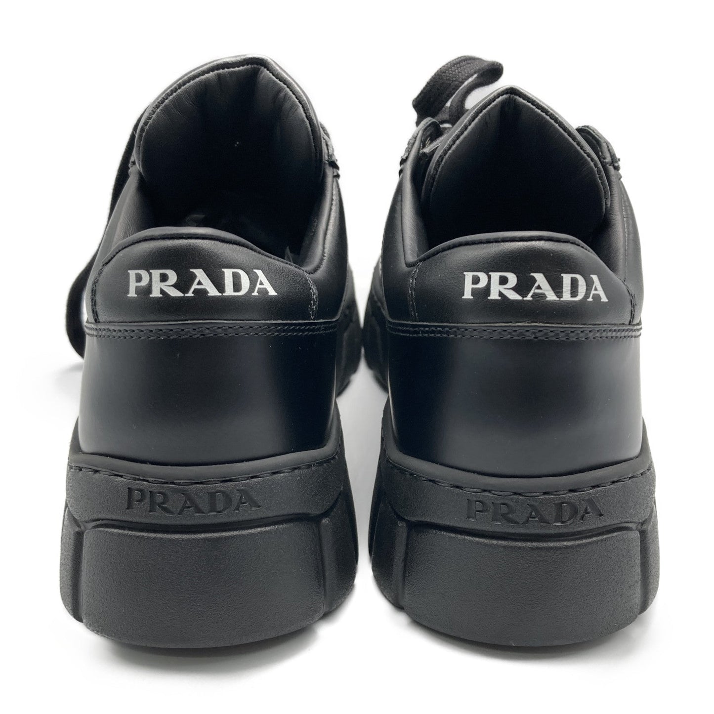 Prada Downtown Leather Trainers Shoes Leather  Black 3LJ6-2EE378