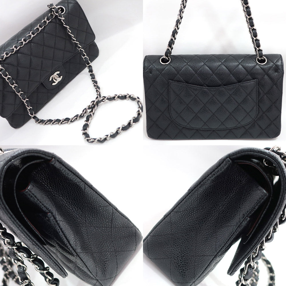 Chanel Bag Matrasse 25 A01112 Chain Shoulder CC Mark W Flap Caviar S BK/SV G  Women 19th Eight-digit   Card  Bag Box