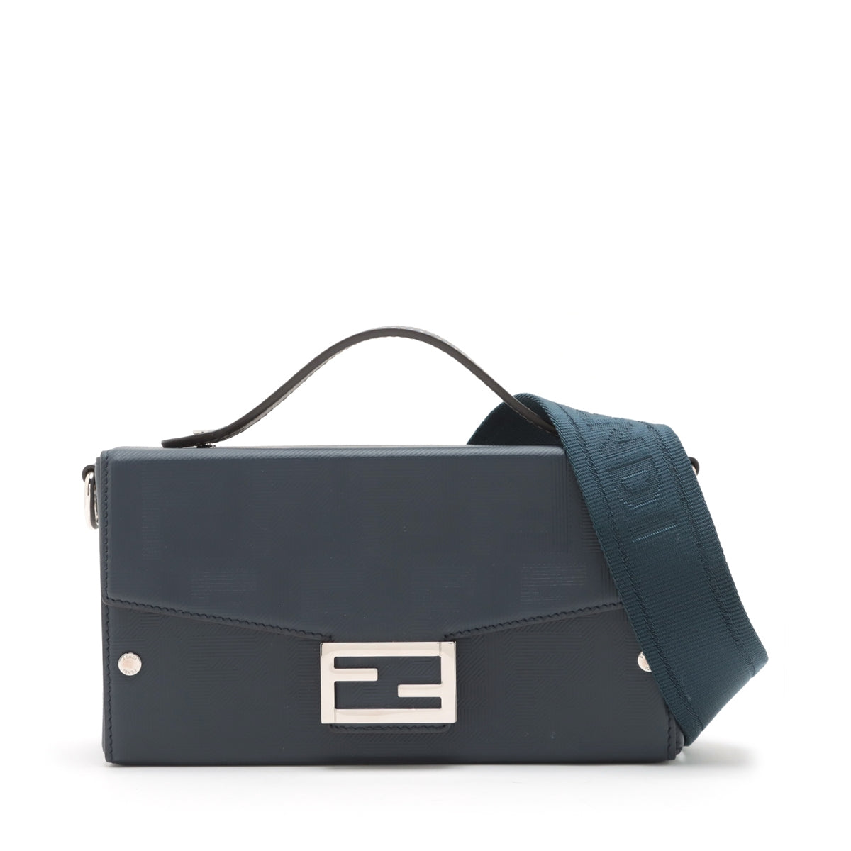 Fendi Zucca Leather Shoulder Bag Navy 7VA565