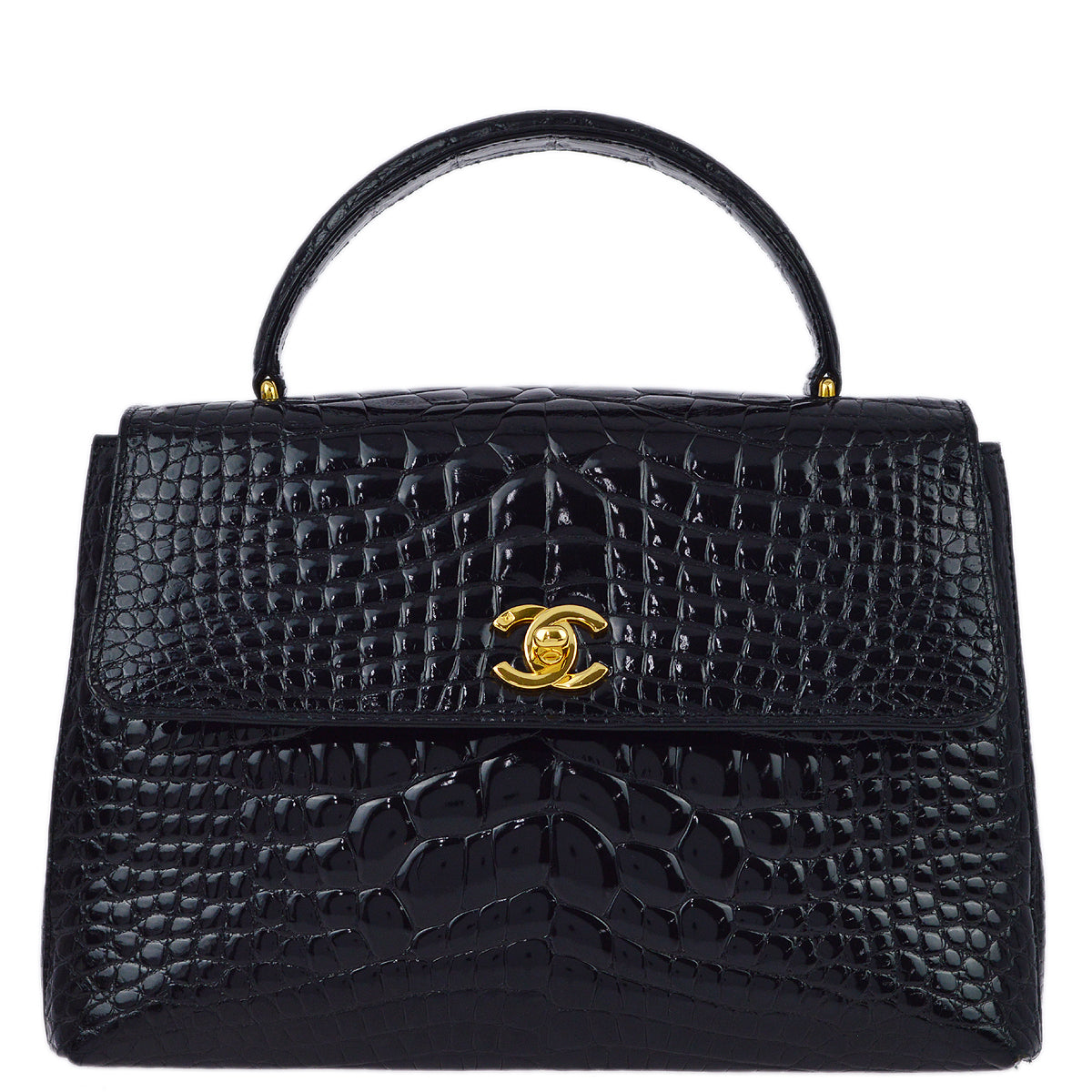 Chanel * 1996-1997 Black Crocodile Kelly 25