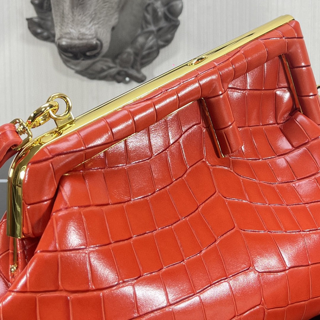 Fendi Fendirst Small Orange Crocodile Bag For Woman 26cm/10in