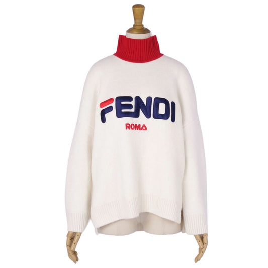 Fendi Fendi s  Logo Mohear Alpacca Tops  Made in Italy 38 (M equivalent) Ivory/Red Sex