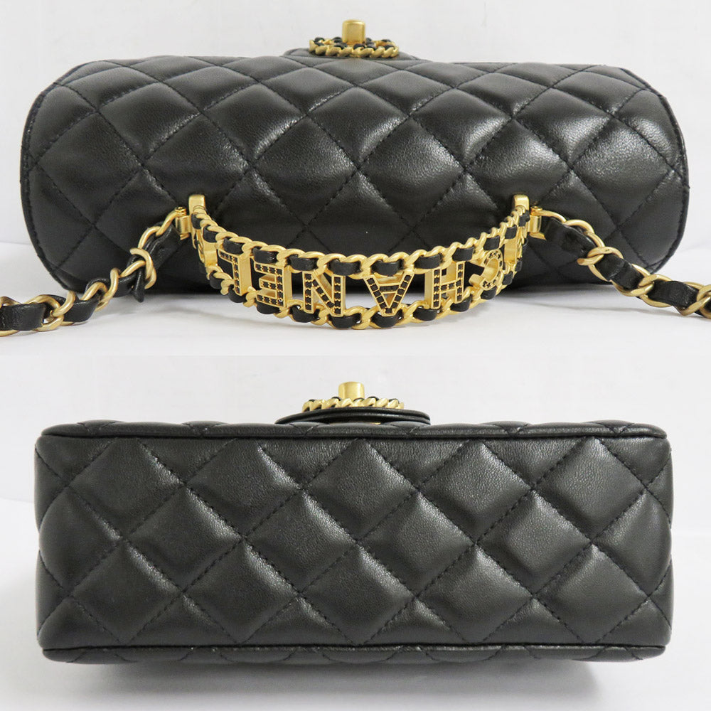 CHANEL CHANEL Top Handle Flap Bag AS4530 Black G  Chain Shoulder Bag  Coco Black 24C Logo Handle Leather