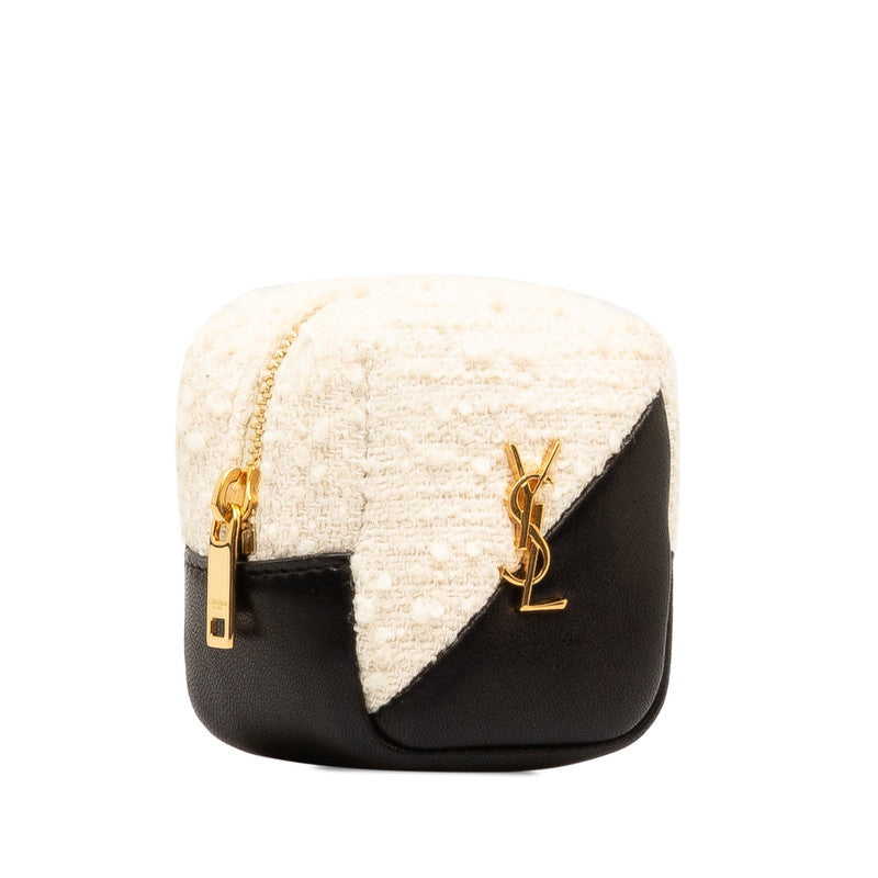 Saint Laurent Jamie Cube Pouch Charm 669964 White Black Canvas Leather  Saint Laurent