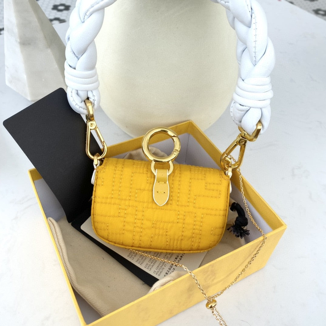 Fendi Nano Baguette Maxi Handle Yellow and White Bag