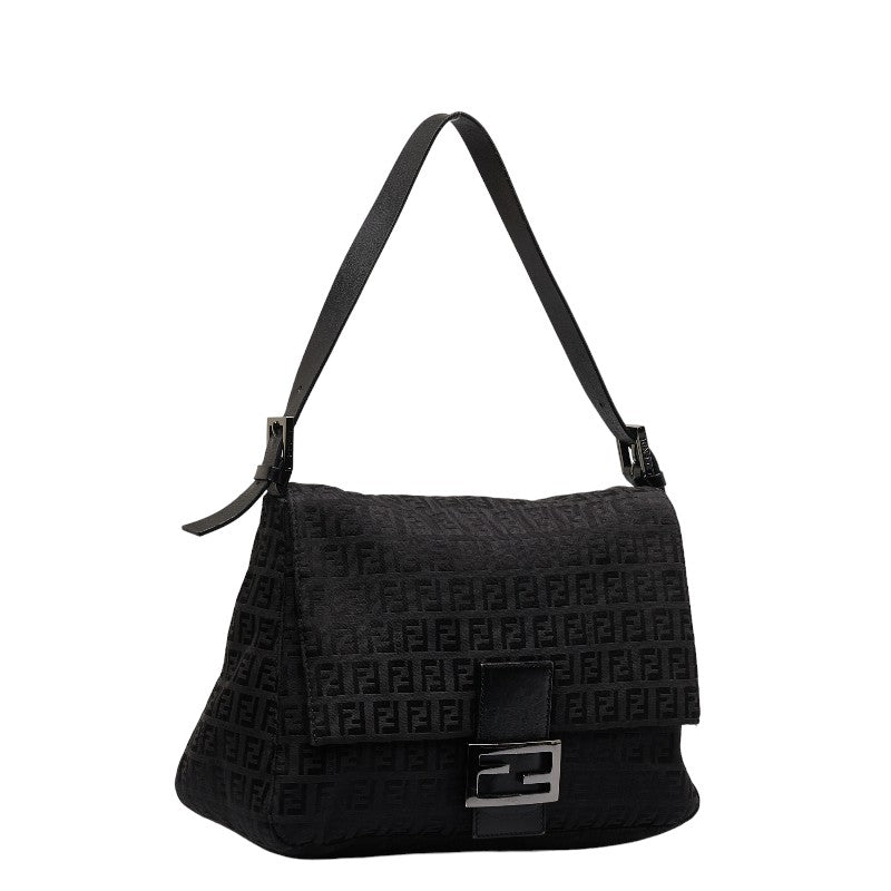 Fendi Zukiano One-Shoulder Bag Handbag Black Canvas Leather  Fendi