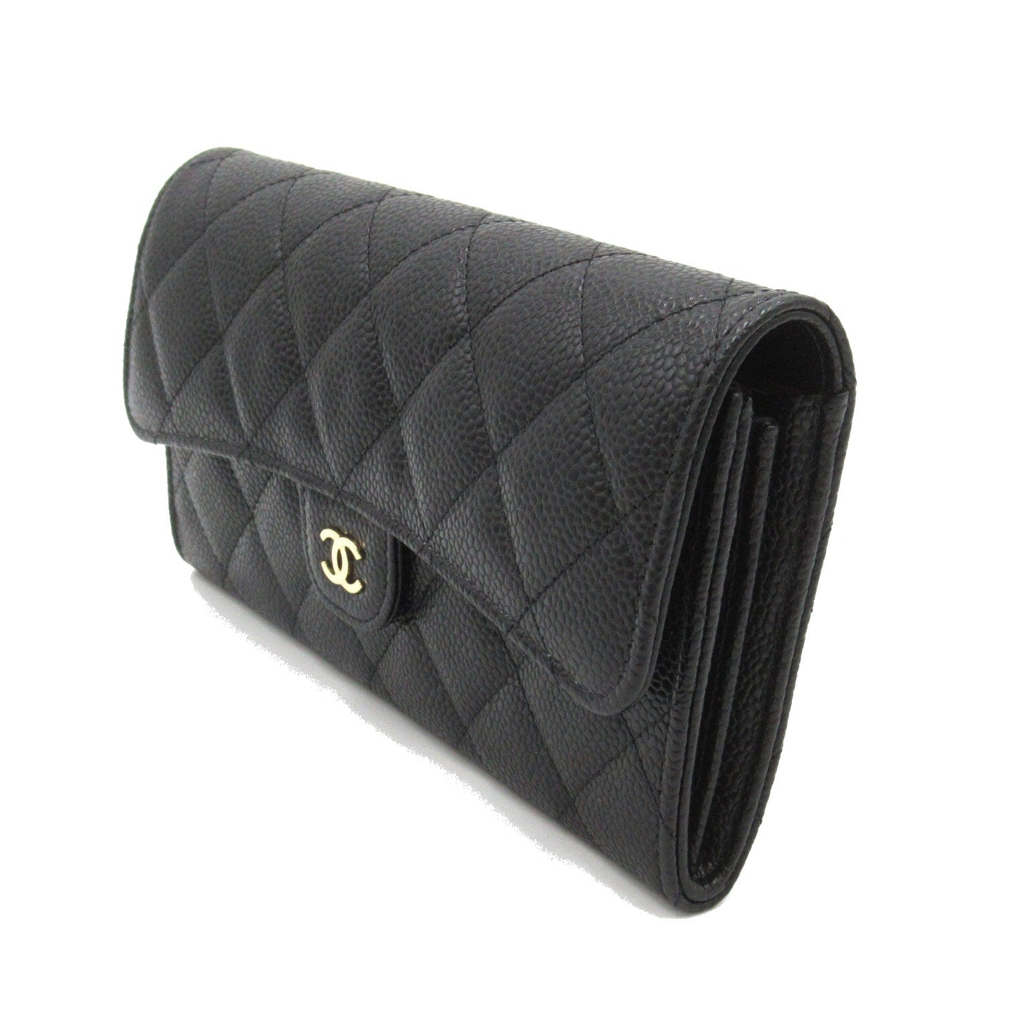 Chanel Zip Long Wallet Double Fold Wallet Caviar S  Black  AP0241