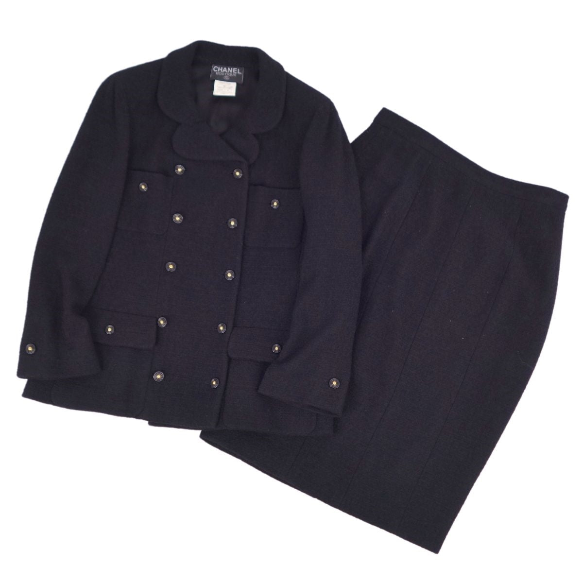 Vint Chanel 95A  Dress Jacket Shirt Coco Button French Made  46 (equivalent to XL) Black