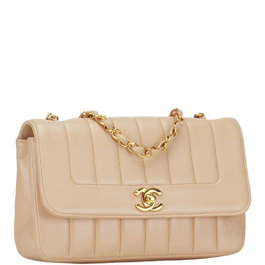 Chanel Mademoiselle Chain Shoulder Bag Beige Leather  Chanel