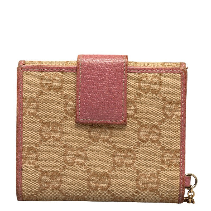 Gucci GG canvas 154183 Double folded wallet canvas/leather beige pink ladies.