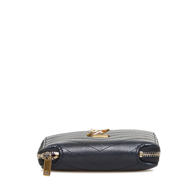 Saint Laurent Zip Wallet in Grained Calf Leather Black