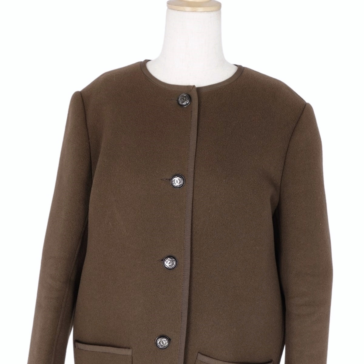 Vint Chanel Chanel Jacket Coat -Color Coco Button Wool No-Land Out  36 (S equivalent) Brown Sexual