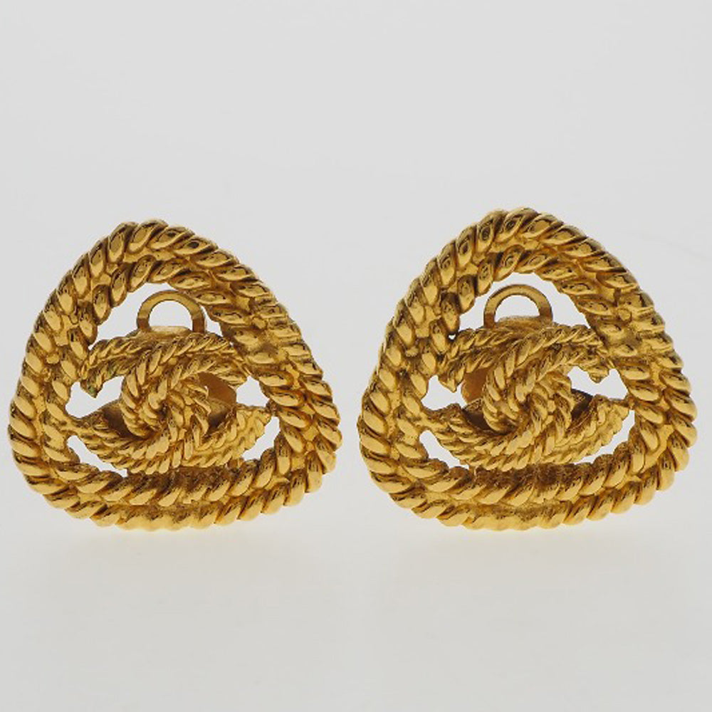 Chanel Chanel Coco Earring Triangle Vintage G  French Made 1993 Gold 28  12.5g COCO Mark