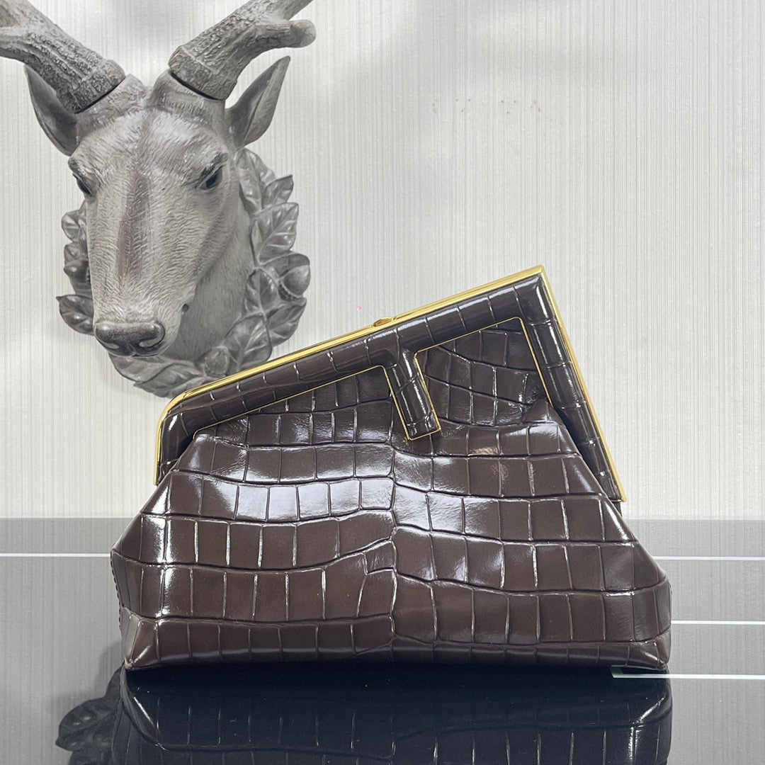 Fendi Fendirst Small Gray Crocodile Bag For Woman 26cm/10in