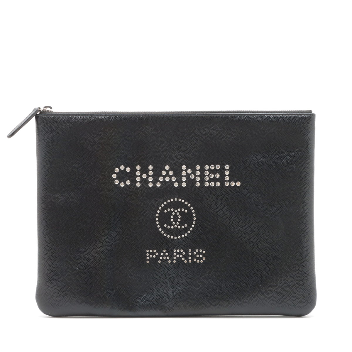 Chanel Deauville Caviar S Clutch Bag Black Silver  25th ing