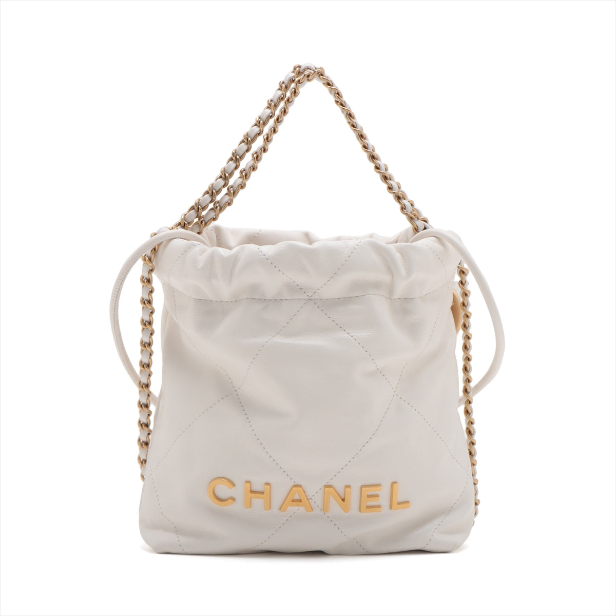 Chanel 22 Mini Leather Chain Shoulder Bag White G