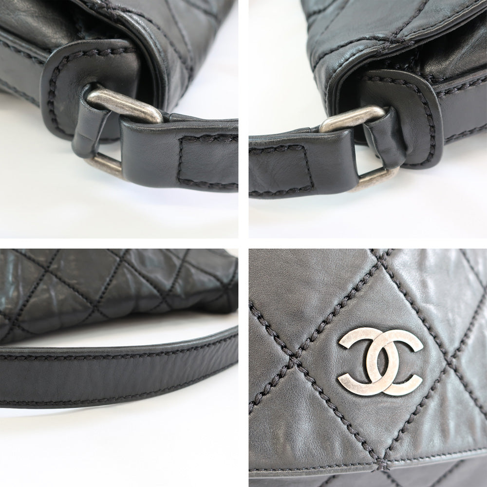 Chanel One-Shooter Bag Wild Stitch Vintage Silver  Black Black  Wedding Wedding