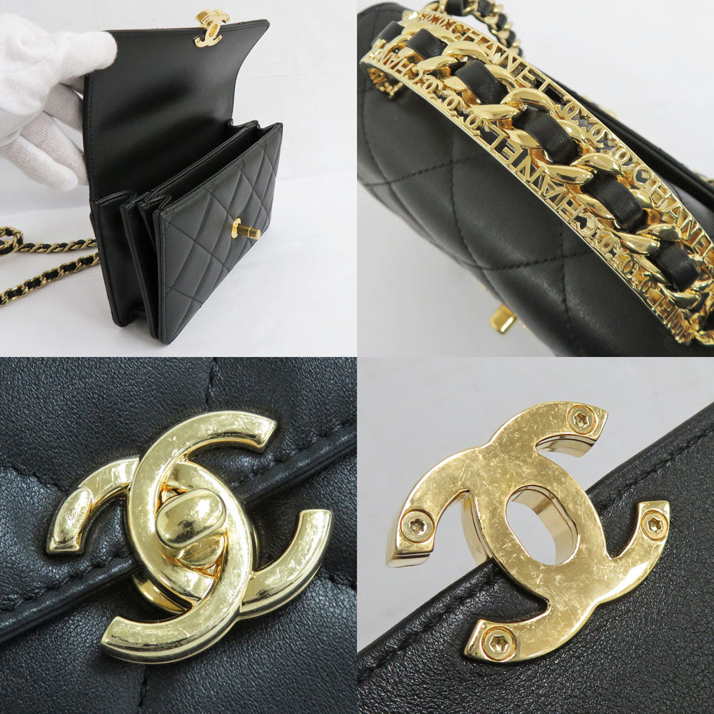 CHANEL CHANEL MATRASSES TOP HANDLE MINI FLAP BAG AS4730 SHINIKAREFSKIN BLACK GOLD WOOD WOOD BLACK GD GOLD WOOD LOGO COCOMARK LADY