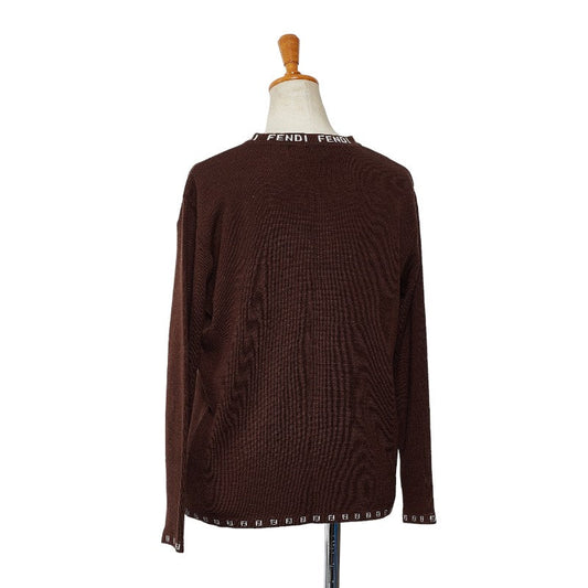 Fendi Logo s  Cardigan y Nits Brown Wool Acrylic  Fendi