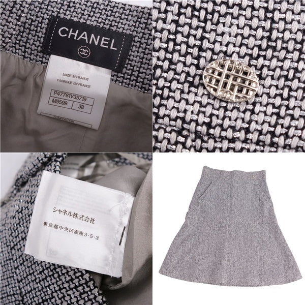 Chanel CHANEL Shirts Fresh Shirt Knees Coco Wool Cotton Bottoms  38 (M equivalent) Gr