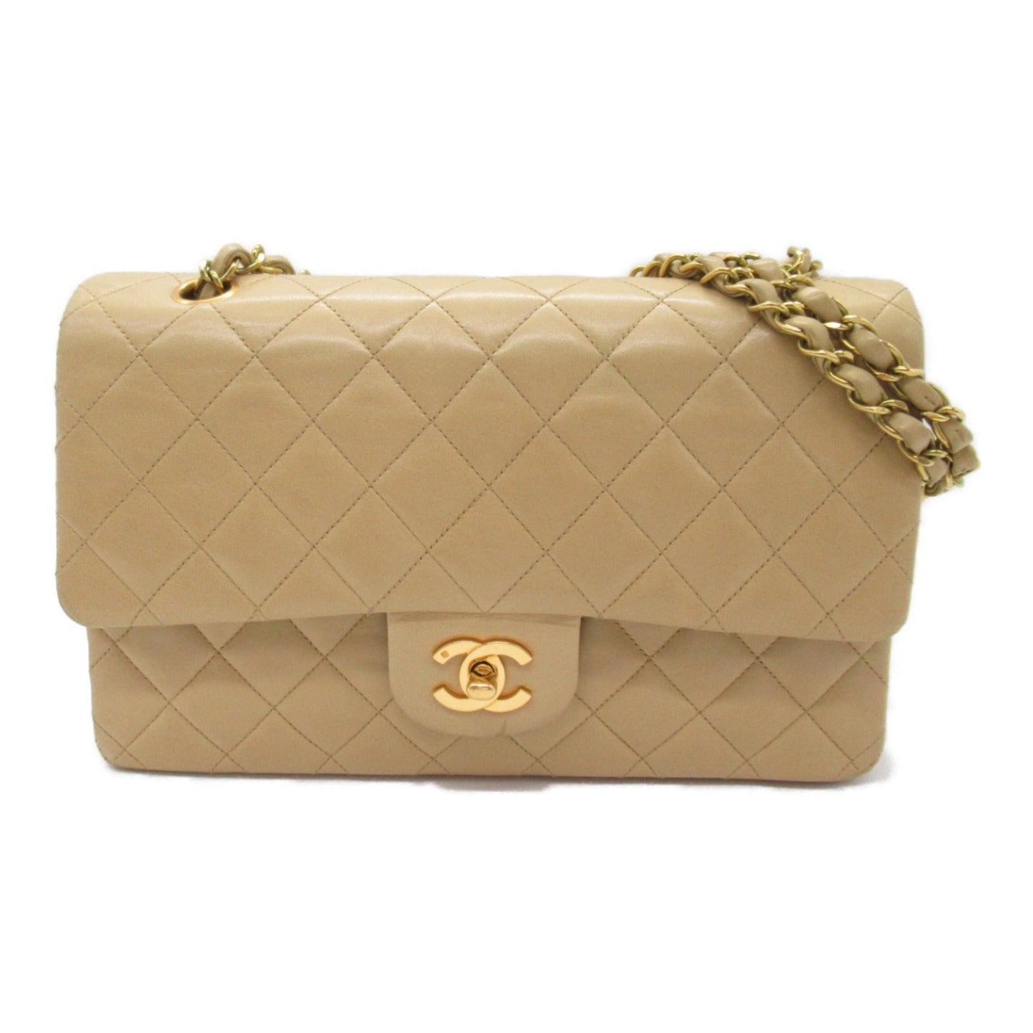 Chanel Double Flap Chain Shoulder Bag Double Flat Chain Shoulder Bag  Beige