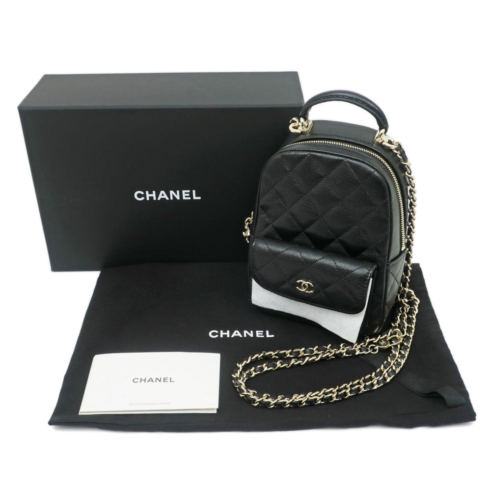 CHANEL 3WAY Backpack Mini Matrasse BK Black Caviar S Rucksack Shoulder Bag  Handbag