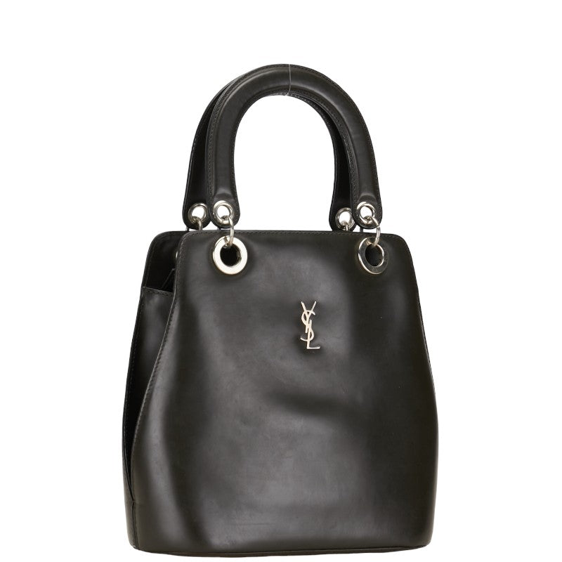 Saint Laurent YSL Logo Handbag Black Karki Silver Leather  Saint Laurent