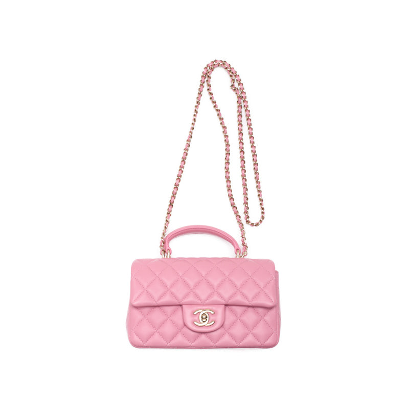 CHANEL Mini Matrasse Coco Handle 2WAY Handbag Pink